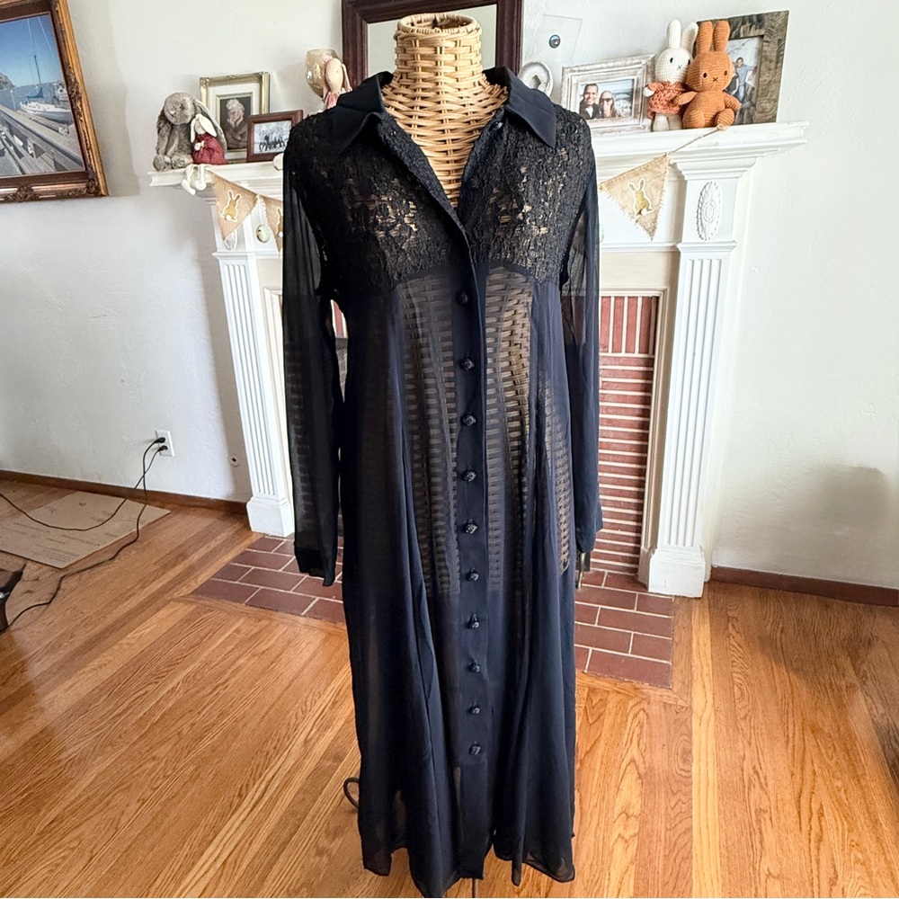 Vintage Mevisto black sheer whimsigoth witchy gothic lace dress 10